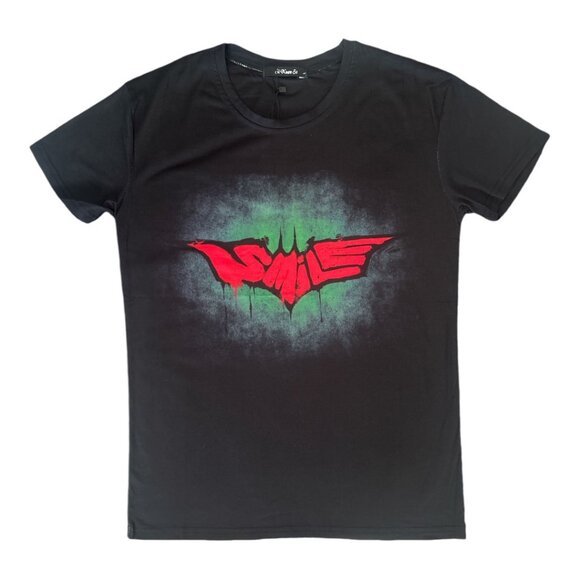Women's Short Sleeve T-shirt with Smile Graffiti Graphic Print Size L - Picture 1 of 6